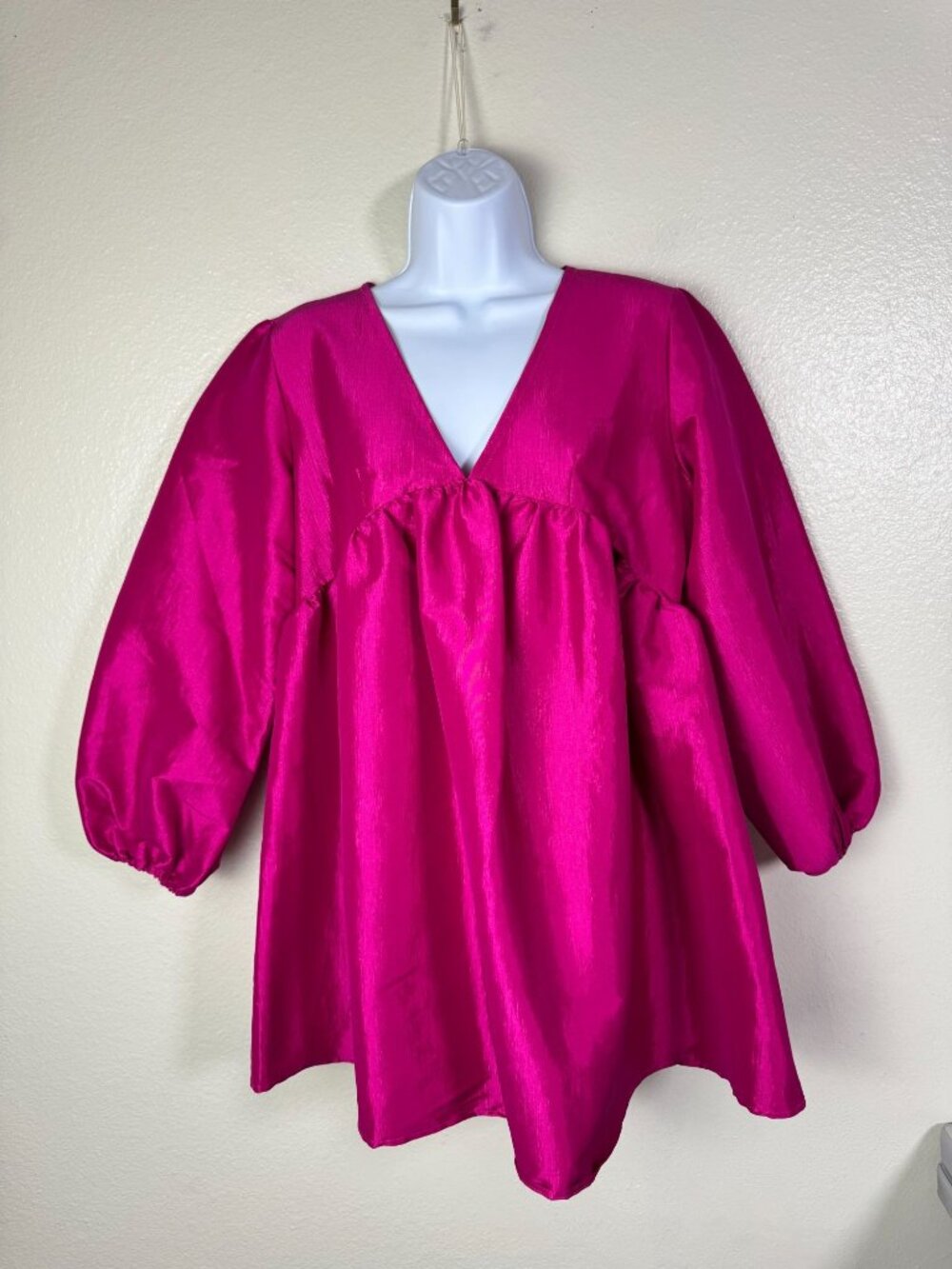 Vila Clothes Viwidy Long Sleeve Volume Sleeve Pink Short Dress Size Eu36 US XS/S